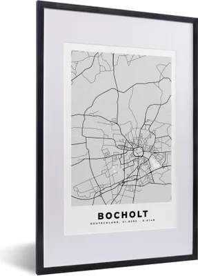 Produktbild von MuchoWow® Gerahmtes Poster Stadtplan - Karte - Bocholt - Deutschland 40x60 cm - Poster mit Schwarzem Bilderrahmen Wandposter Rahmen Foto Bilder - Poster in Rahmen