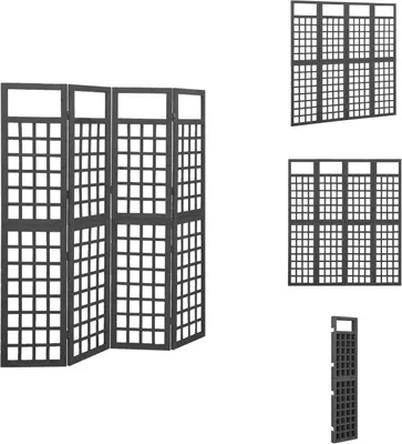 Obrázok produktu pre vidaXL 4-dielny paraván/priečka z jedľového masívu čierna 161x180 cm - Priečka do izby