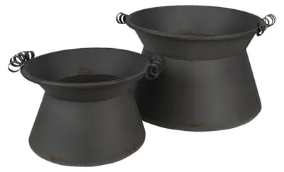 Produktbild von Clayre & Eef Blumentopf 2er Set Ø 28 Ø 22 cm Grau Eisen