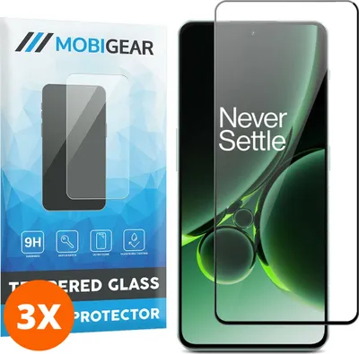 Produktbild von Mobigear Premium 9.98 OnePlus Nord 3 Panzerglas Gehärtetes Glas Displayschutz - Hüllenfreundlich - Schwarz (3er Pack)