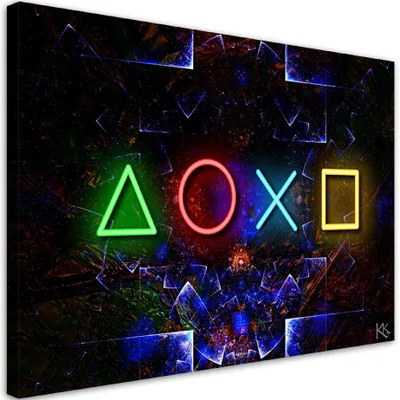 Produktbild von Leinwandbild Spielkonsole 90x60 Feeby Blau bild für die wand bereit zum aufhängen