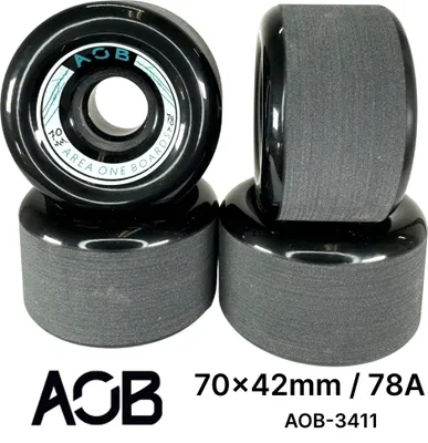 Produktbild von AOB Longboard Cruiser Rollen Wheels (4 Stck.) Schwarz 70x42mm 78a