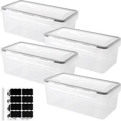 Productafbeelding van Luchtdichte pasta voorraaddozen - set van 4 - transparant kunststof - 3,2 liter