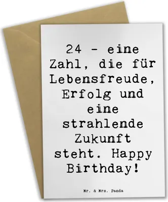 Produktbild von Mr. & Mrs. Panda Glückwunschkarte Spruch 24. Geburtstag - Weiß - Geschenk, Happy Birthday, Liebe, einladungskarten, dankeskarten, Jubiläum, besondere Anlässe, babykarte
