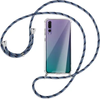 Produktbild von Handykette Backcover-Schutzhülle mit Band (Metall silberfarben) für Huawei P20 Pro - Blautöne