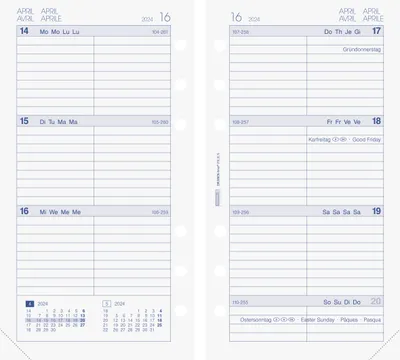 Immagine prodotto di Calendario settimanale 2024 1 settimana/2 pagine 9,3x17,2 cm