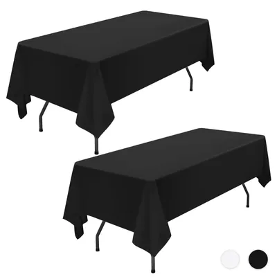 Immagine prodotto di Omgoods - Set di 2 tovagliette nere in poliestere per tavoli rettangolari, dimensioni 152 x 306 cm