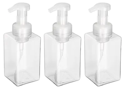 Zdjęcie produktu dla Omgoods - Zestaw 3 butelek z pompką, pojemność 450 ml, przezroczyste