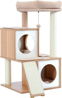 Produktbild von Holz-Kletterstange 93cm mit Doppelholz und Sitzstange