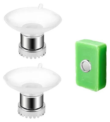 Produktbild von Magnetischer Seifenhalter - Ohne Bohren mit starker Befestigung - Wandmontage für Dusche und Küche - 2 Stück Edelstahl