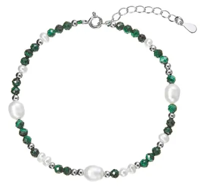Produktbild von Silberarmband mit Perlen und Malachit 13113.3
