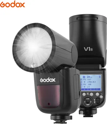 Produktbild von Godox V1S Professioneller Blitz Speedlite Speedlight Rundkopf Wireless 2,4G Fresnel Zoom fuer a7RII a7R a58 a99 ILCE6000L a7RIII a7R3 a9 a77II a77 a350 Kameras fuer Hochzeiten Portraet Studio Fotografie