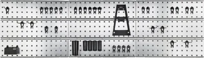 Produktbild von raaco 109659, Werkzeughalter/Regal aus perforierter Hartfaserplatte, Galvanisiertes Stahl, Polyoxymethylen (POM), Metallisch, 1560 mm, 11 mm, 440 mm