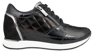 Produktbild von Mod - Gesteppt Sneaker für Damen, Leder, Keilabsatz GT23304 (39 EU) (Schwarz)