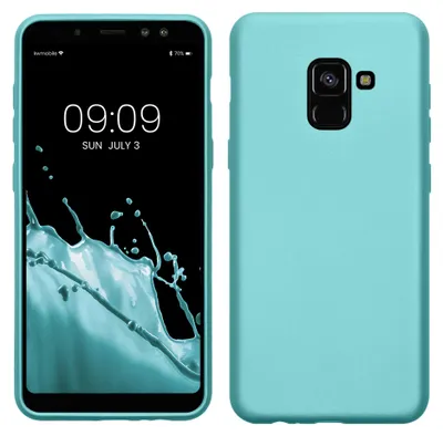 Produktbild von kwmobile Handyhülle für Samsung Galaxy A8 (2018) Hülle - Silikon Case metallisch schimmernd - Schutzhülle Cover - Metallic Mintgrün