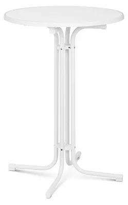 Klappbarer Bistro-Stehtisch rund 70 cm, höhenverstellbar, weiß