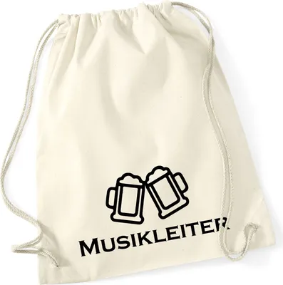 Produktbild von Huuraa Turnbeutel Musikleiter Schützenfest 12 Liter Natural Baumwolle Rucksack Geschenkidee