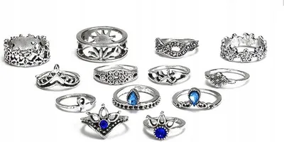 Produktbild von Silber RETRO PUNK BOHO RING SET 88