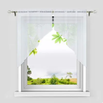 Produktbild von Azomor® Elegante weiße Voile Gardine für kleine Fenster mit Zugband