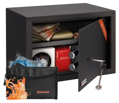 Produktbild von Schlüsseltresor Schlüsselkasten Schlüsselschrank - 25 x 35 x 25 cm - 20 l - Feuerfest - Mit Doppelbartschloss und Wassergeldtasche