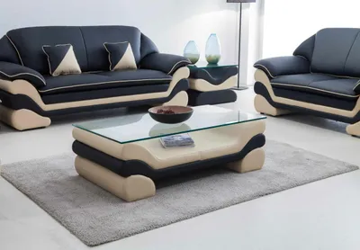 Produktbild von Klassischer Luxus Designer Couchtisch Sofa Wohnzimmer Tisch Leder Tische Glas