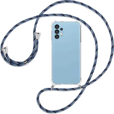 Produktbild von Handykette Backcover-Schutzhülle mit Band (Metall silberfarben) für Samsung Galaxy A13 4G - Blautöne