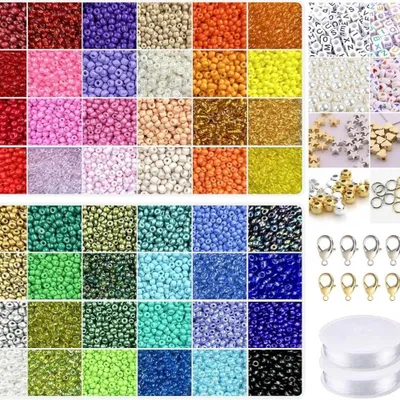 Produktbild von Bastelperlen 17180 Stück 3mm Perlen für Armbänder, Armbänder selber machen Perlensets für Mädchen, DIY perlen zum auffädeln Glasperlen zum auffädeln