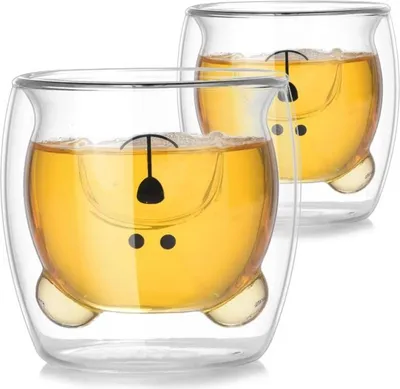 Image de Verres isothermes de 200 ml pour café ou thé, motif "Ours", lot de 2 | SZK24ZESTAW2