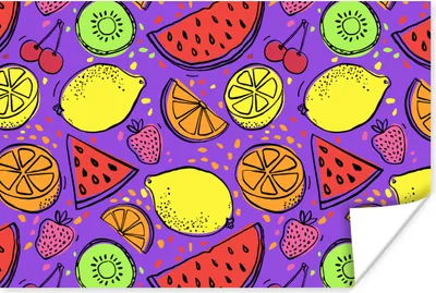 Produktbild von MuchoWow® Poster Wassermelone - Obst - Lila 90x60 cm - Schlafzimmer
