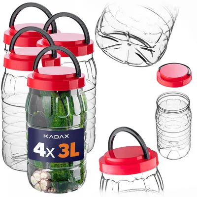 Produktbild von KADAX Vorratsglas 3L mit Deckel, 4 Stück, Vorratsdose aus PET Kunststoff, Küchenbehälter, Kunststoffbehälter für Lebensmittel, Aufbewahrungsglas, Lebensmittelbehälter