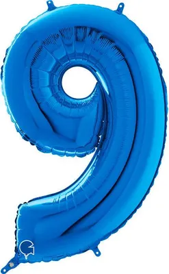 Zdjęcie produktu dla Balon Foliowy Cyfra 9 Niebieski, 66 cm Grabo