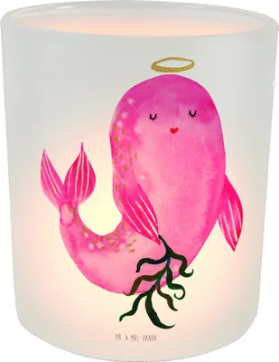 Produktbild von Mr. & Mrs. Panda Teelichthalter Sternzeichen Jungfrau - Transparent - Geschenk, Kerzenhalter Glas, Meerjungfrau, Geburtstag September, Windlicht, aus, Jungfer