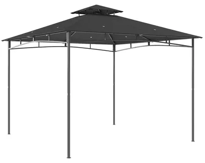 Produktbild von Pavillon 3x3m Wasserabweisend Stabil Winterfest Gartenpavillon mit zurückziehbar Obenrahmen Doppeldach Dunkelgrau