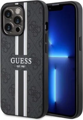 Zdjęcie produktu dla Etui Guess Guhmp13Xp4Rpsk Na Iphone 13 Pro Max - Czarne 4G Printed Stripes Magsafe