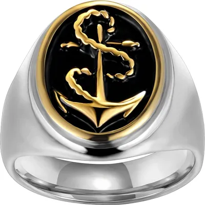 Produktbild von Karisma Männer Edestahl 316L Silber Gold Anker geschwärzt- RHC113
