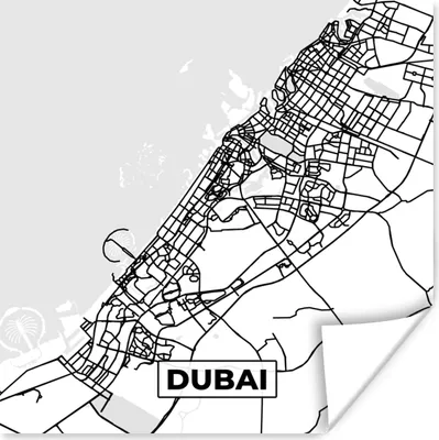 Produktbild von MuchoWow® Poster Karte - Dubai - Schwarz und weiß - Stadtplan - Karte 50x50 cm - Wohnzimmerdekoration