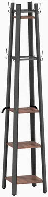 Immagine prodotto di Appendiabiti con 4 ripiani e 8 ganci | Colore: Marrone, Nero | Dimensioni: 34,8 x 34,8 x 179 cm