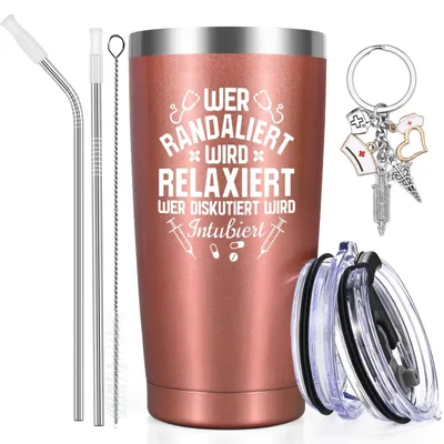 Produktbild von Thermokanne für Pflegekräfte – 600 ml – Mit Deckel und Trinkhalm