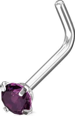 Produktbild von Nasenpiercing Stecker Nasenstecker Stift Nasen Piercing gebogen Zirkonia Kristall L-Form silber-violett 1 mm