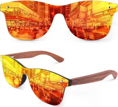 Produktbild von Polarisierte Holz Sonnenbrille UV400 Herren Damen Retro Flexibel Federscharnier
