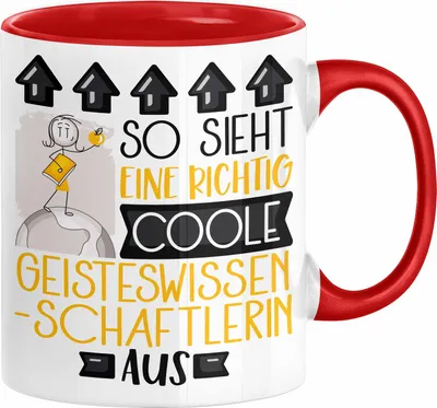 Produktbild von Geisteswissenschaftlerin Geschenk Tasse Geschenkidee für Geisteswissenschaftlerin Geburtstag Weihnachten Spruch So Sieht Eine Richtig Coole Geisteswissenschaftlerin Aus Kaffee-Becher  (Rot)