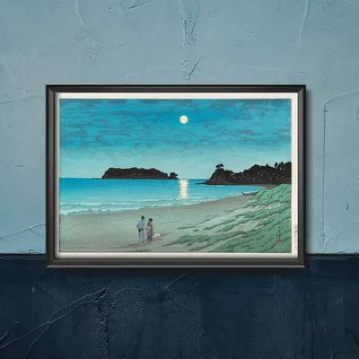 Produktbild von Poster - Canvas - Leinwand - 84,1 cm x 59,4 cm - Fotoposter - Leinwandkunst - Frühlingsmond am Strand