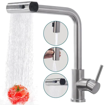 Obrázek produktu pro Kuchyňská baterie Homelody z nerezové oceli - 360° otočná výsuvná dřezová baterie s 3 funkcemi výtoku, kuchyňská baterie pro flexibilní práci