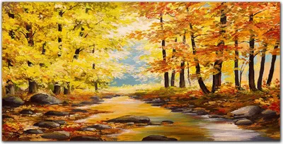 Produktbild von Coloray - Bild aus Glas - Glasbilder - 100 x 50 cm - Gehärtetes Glas Glasblock mit Bild Küche Wohnzimmer Wanddekoration Dekoration - Gemälde Herbstwald