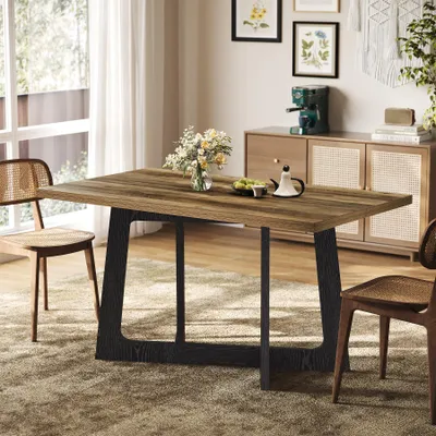 Produktbild von Tribesigns 120 cm Esstisch für 2–4 Personen, Kleiner Küchentisch mit stabilem Säulenfuß, Landhaus-Möbel aus Holz für Küche & Esszimmer in Räumen