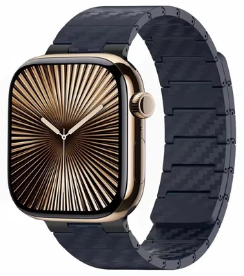 Image de Pour Apple Watch Series 11 10 46mm / 9 8 7 45 / 6 SE 5 4 44mm Bracelet magnétique en fibre de carbone bleu