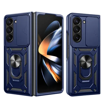 Produktbild von Outdoor Panzer Hülle für Samsung Galaxy Z Fold 5 mit Kameraschutz Ringhalter  Blau