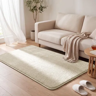 Produktbild von VOUNOT® Weicher Kurzflor Teppich Wohnzimmer mit Antirutschmatte 120x160 cm Beige