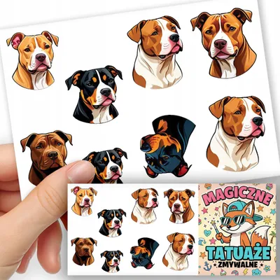 Produktbild von ABWASCHBARE KINDERTATTOOS TEMPORAER - Hunde Rasse PITBULL - 8 St.