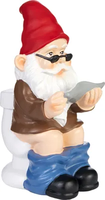 Obrázek produktu pro BRUBAKER Zahradní trpaslík na záchodě - trpaslík na záchodě s brýlemi a novinami - zahradní figurka Funny - dekorace odolná proti povětrnostním vlivům pro zahradní kempování - venkovní zahradní dekorace - výška 20 cm